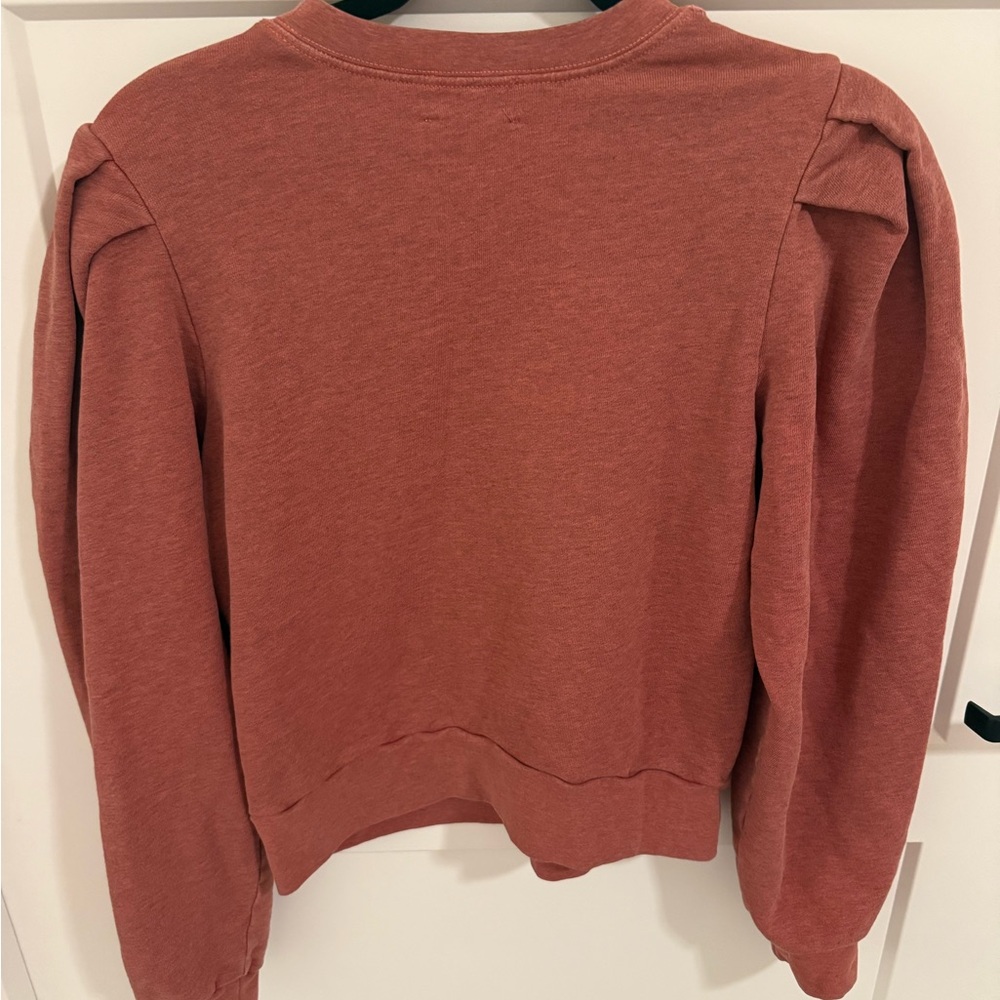 Ética Organic Cotton Sweatshirt XS Rust Puff Sleeve Crewneck Ethical Made - Picture 6 of 6